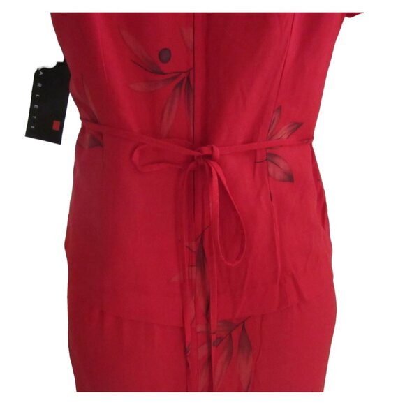 Vintage New w Tags, Scarlett Red Maxi Dress w Slits Tie Back Rayon Dress, Sz 8P - Picture 6 of 9